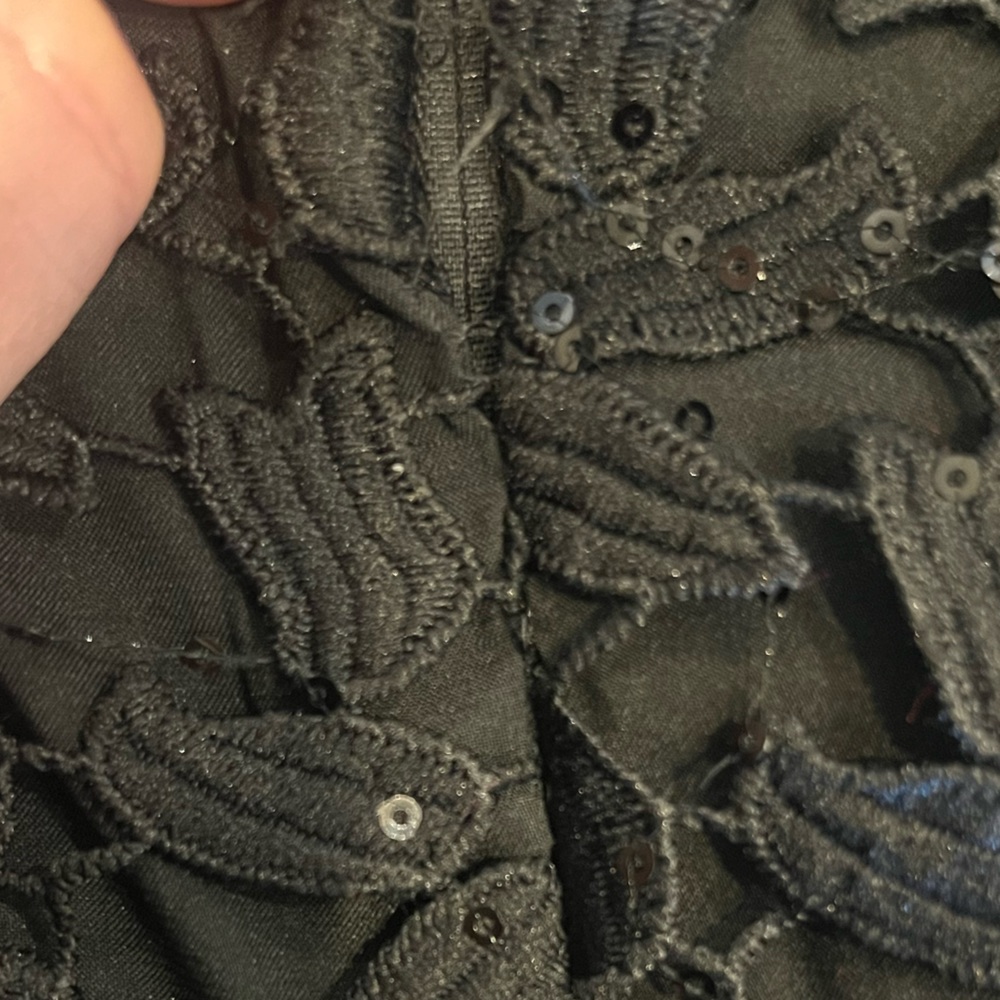 Bardot Black Sequin Sleeveless Mini Halter Dress with Lace & Open Back Small 4 - Picture 8 of 11